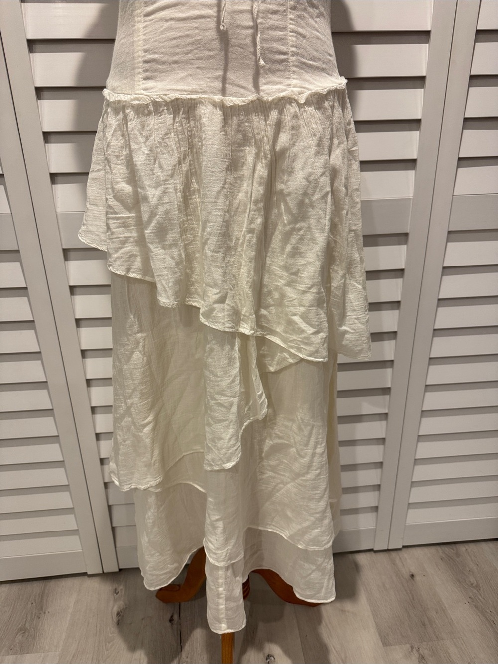 Free People NWT In my Dreams Ivory Tiered Lace-Up Maxi Dress - Picture 4 of 12